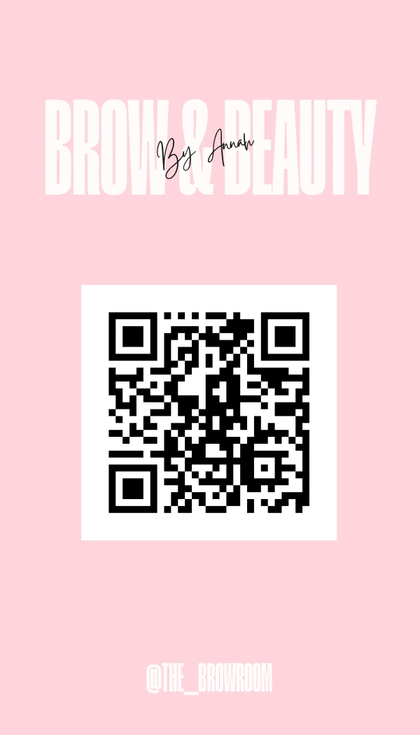 Business card front with a QR code to her Instagram