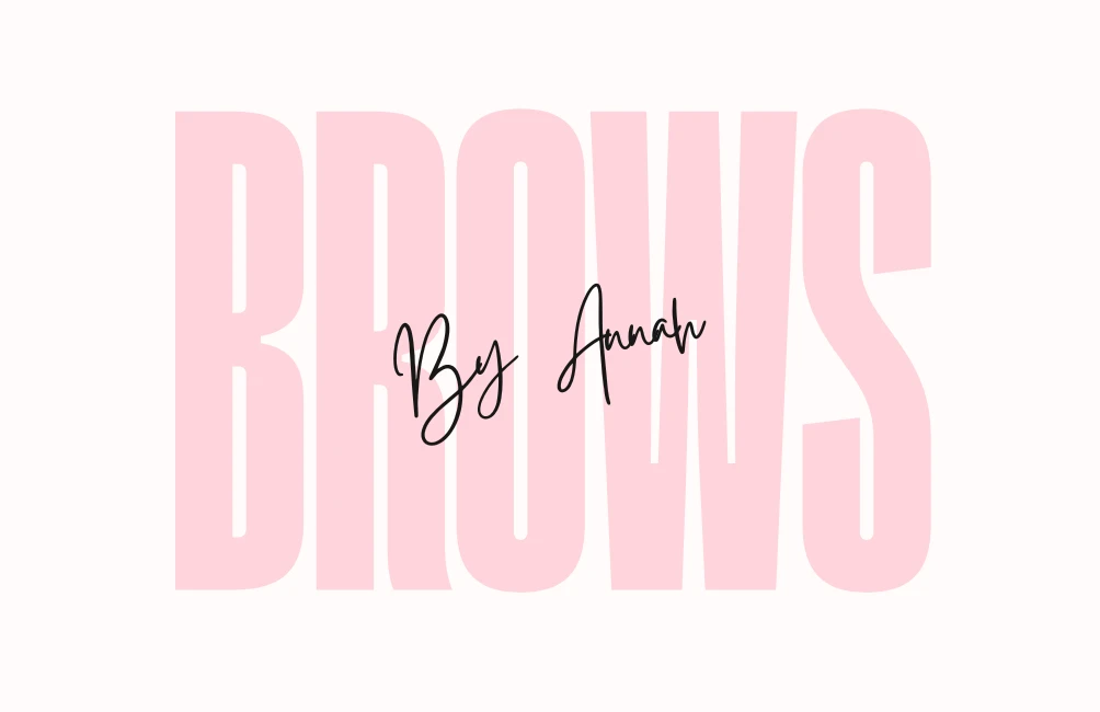 Loyalty card front with the word BROWS and the By Annah signature, white version